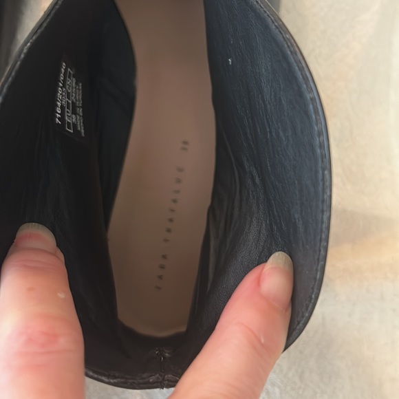 Zara Trafaluc black leather pointed toe split top ankle boots, women’s 38 - Picture 11 of 11